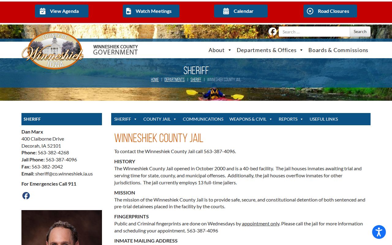 Official Winneshiek County Jail information page