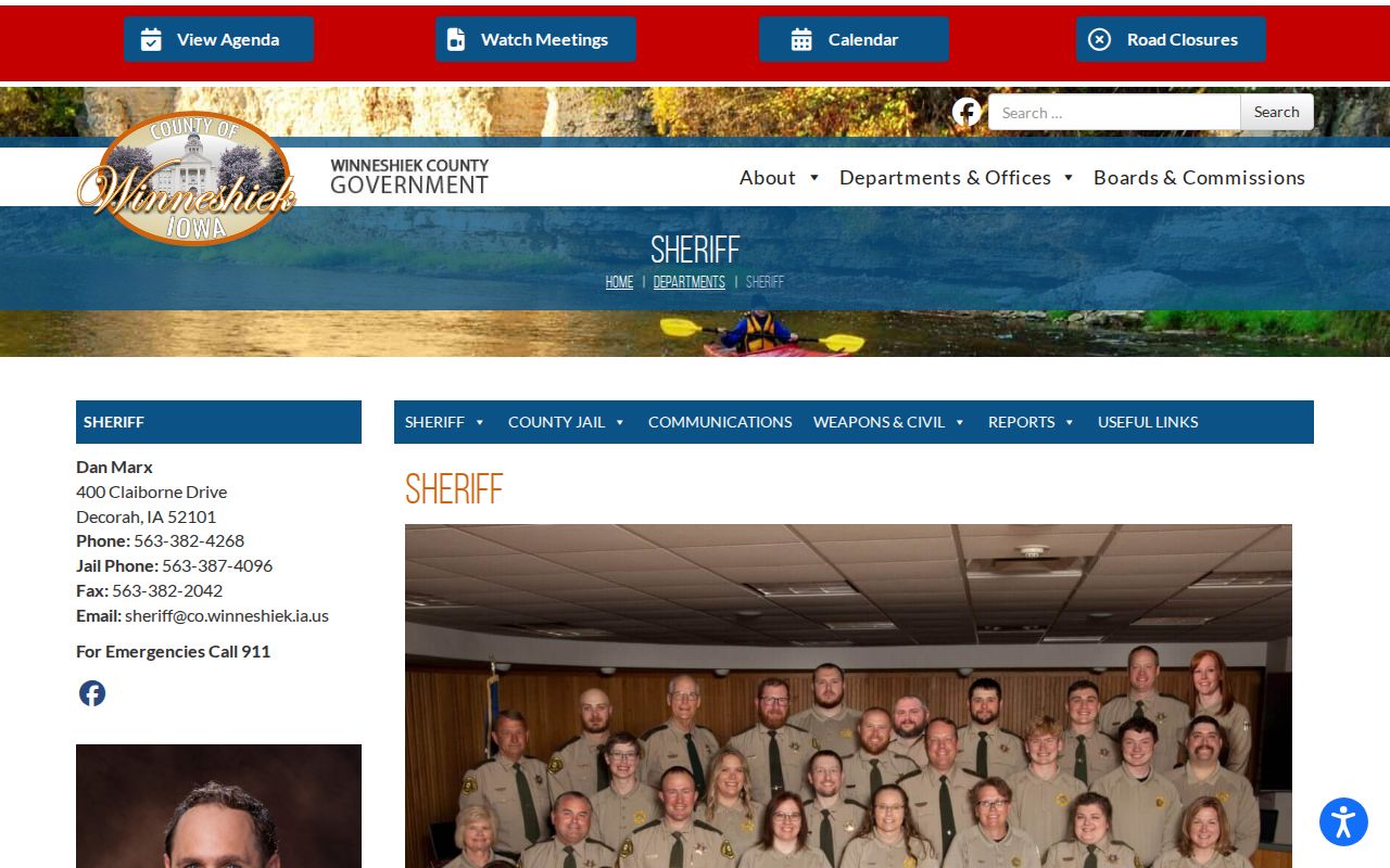 Winneshiek County Sheriff official page used for warrant contact verification